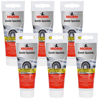 Nigrin Kombi-Spachtel 6x 100g Glättspachtel Reparaturspachtel Spachtelmasse Auto
