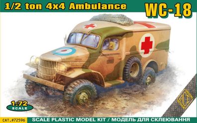 ACE 1:72 ACE72596 WC-18 1/2 ton 4x4 Ambulance truck - NEU