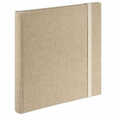 Fotoalbum 30x30cm Tessuto beige, Jumboalbum zum Einkleben, 60 weiße S