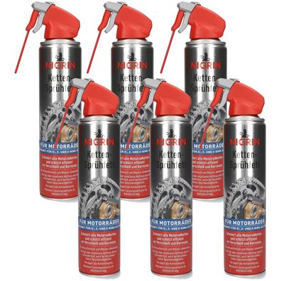 Nigrin Moto-Bike Ketten-Fett Sprüh-Fett Spray 6x 400ml Motorrad O Z X Ring-Kette