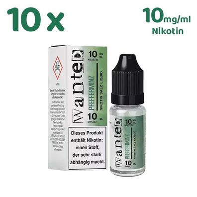 Wanted Overdosed Pfefferminz * 10mg/ml* Nikotinsalz, Liquid 10x 10ml