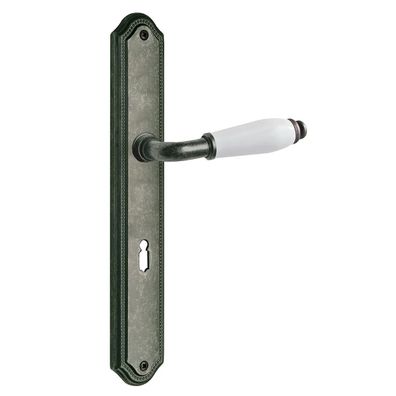 Langschildgarnitur Modell Micado Antik grau Griffstück weiß vers. Varianten