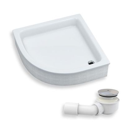 Duschwanne Viertelkreis Acryl Grawello 80x80 Styroporträger | Ablauf & Füße im SET!