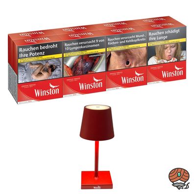 Winston Red/Rot Zigaretten XXL 8x 27 Stück + Winston aufladbare Tischlampe
