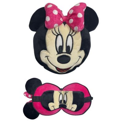 Disney Minnie Mouse Reisekopfkissen mit Schlafmaske für Kinder und Erwachsene