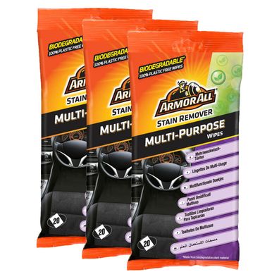 3x Armor All Mehrzweck Tücher 20 STÜCK SITZE Polster PFLEGE VINYL Reinigug Auto