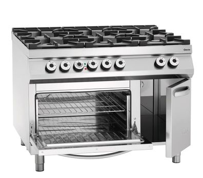 Bartscher Gasherd Gas Herd 6 FL Backofen Elektro EBO 2/1GN 1200x 900x 900 Gastro
