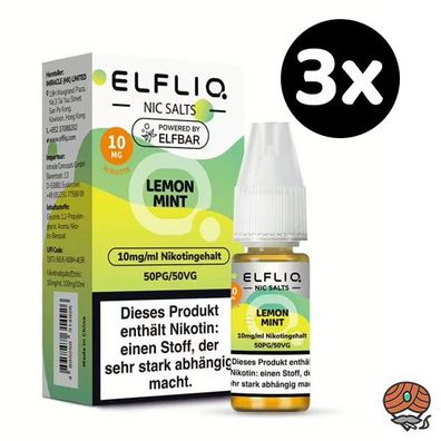 ELFLIQ by ELFBAR Lemon Mint * 10mg/ml* Nikotinsalz, 3x 10ml Liquid