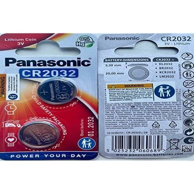 Lithium Knopfzelle CR-2032L/2BP (silber, 2 Stück)