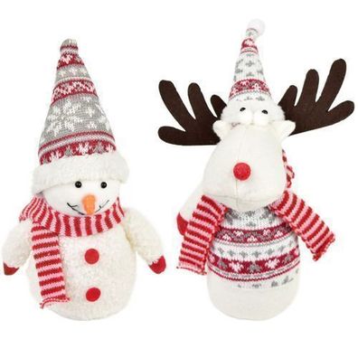 Figuren Schneemann und Rentier mit Schal 28 cm, 2er-Set