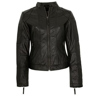 7eleven - Damen Lederjacke Lammnappa schwarz