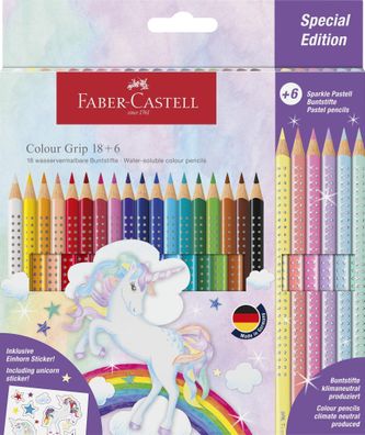 Faber Castell Buntstift Colour Grip 3,3 mm Einhorn 18 + 6 Etui