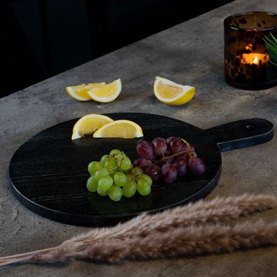 Bronx71 Tablett Marmor Lilou rund 40 cm schwarz