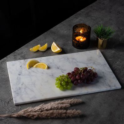 Bronx71 Tablett Marmor Fara rechteckig 30 x 50 cm weiß