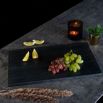 Bronx71 Tablett Marmor Fara rechteckig 30 x 50 cm schwarz