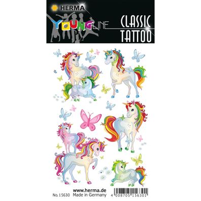 Classic Tattoo Colour Einhorn best friends