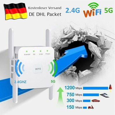 1200Mbit/s WLAN Repeater Router Range WiFi Wireless Signal Verstärker Booster A