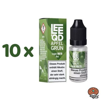 LEEQD Apfel Grün 6mg/ml Nikotin, Liquid 10x 10ml