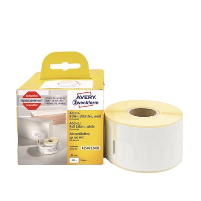 Rollenetiketten, 89 x 36 mm, weiß, Dymo: S0722400, Rolle 260 Etiketten