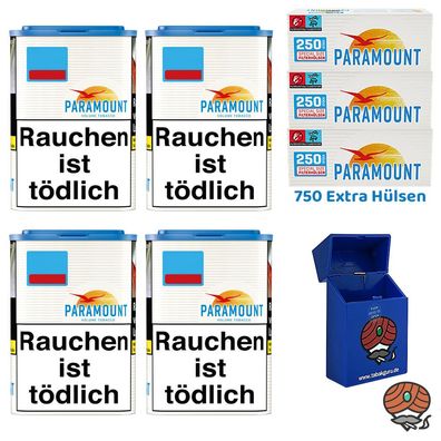 Paramount Blue Volumentabak Dose 4x 80g, 750 Blue Extra Hülsen, Zubehör