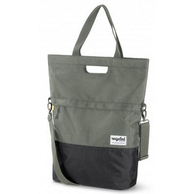Recycelte Shopper-Fahrradtasche Urban Proof 20 Liter - Grau/Grün