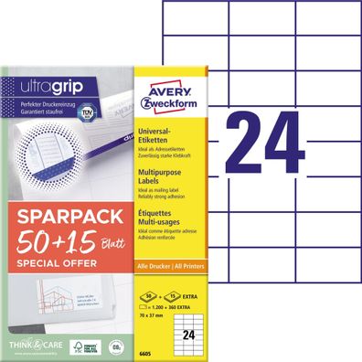 Universaletiketten 70x37 weiß 4004182066058