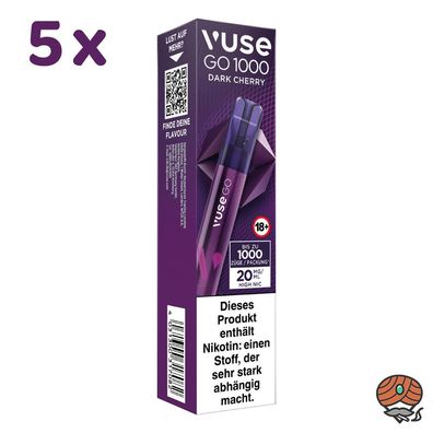 Vuse GO 1000 5x E-Shisha DARK CHERRY, 20mg Nikotin, Einweg-E-Zigarette, Vape