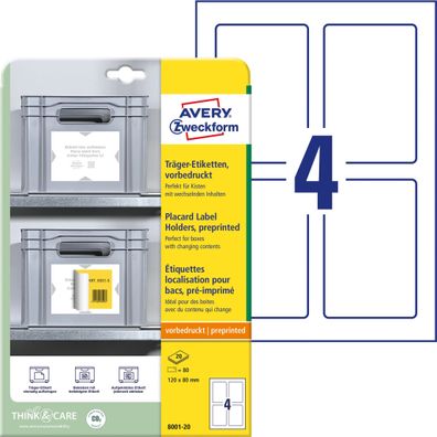 Träger-Etikett 120 x 80 mm Polypropylen weiß/hellgrau 80 Etik./Pack