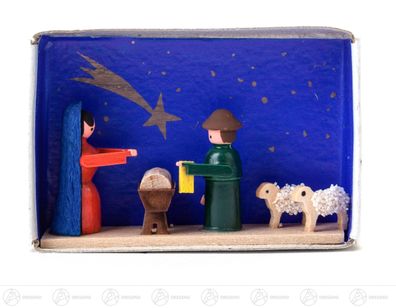 Miniatur Zündholzschachtel Krippe B= x H=ca 5,5 cmx4 cm NEU Erzgebirge