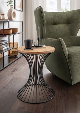 Beistelltisch 40x40cm 'Lissabon' Wildeiche Stahl schwarz