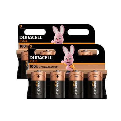 2x Duracell Plus D Mono Alkaline LR20 MN1300 Batterien im 4er Blister