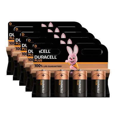 5x Duracell Plus D Mono Alkaline LR20 MN1300 Batterien im 4er Blister