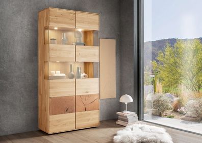 Vitrine 100x202cm "Belfast" Wildeiche massiv