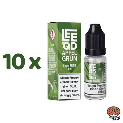 LEEQD Apfel Grün 12mg/ml Nikotin, Liquid 10x 10ml