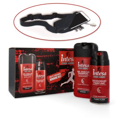 Intesa pour Homme Geschenkset mit Deodorant, Duschgel & Running Belt