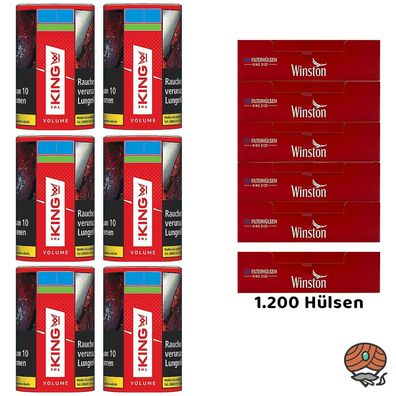 The King Red Volumentabak Dose 6x 90g, Winston Hülsen Hülsen