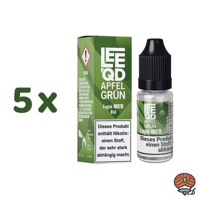 LEEQD Apfel Grün 6mg/ml Nikotin, Liquid 5x 10ml