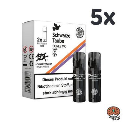 187 Strassenbande Pod Schwarze TAUBE 20mg/ml Nikotin, 5x * 2 PODS*