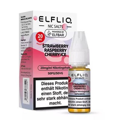 ELFLIQ by ELFBAR Strawberry Raspberry Cherry Ice * 20mg/ml* Niksalz, Liquid 10ml
