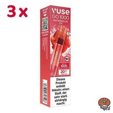 Vuse GO E-Shisha Watermelon ICE, 3x 20mg Nik., max. 1000 Züge, Einweg-E-Zigarette