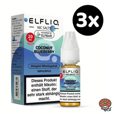 ELFLIQ by ELFBAR Coconut Blueberry * 20mg/ml* Nikotinsalz, 3x 10ml Liquid