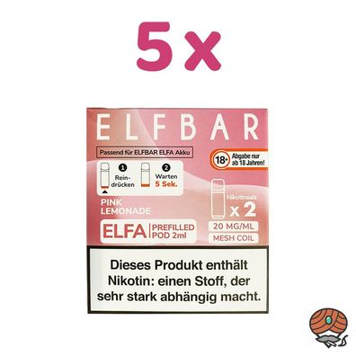 ELFBAR ELFA POD Pink Lemonade 20mg/ml Nikotin 5x 2 Pods