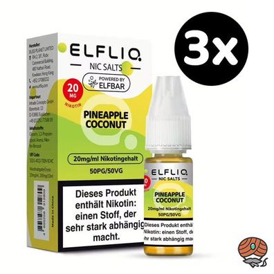 ELFLIQ by ELFBAR Pineapple Coconut * 20mg/ml* Nikotinsalz, 3x 10ml Liquid