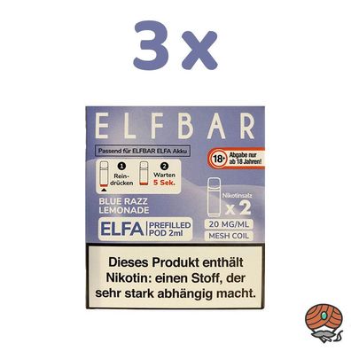 ELFBAR ELFA POD Blue Razz Lemonade 20mg/ml Nikotin 3x 2 Pods