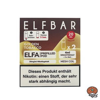 ELFBAR ELFA POD Golden Tobacco 20mg/ml Nikotin à 2 Pods