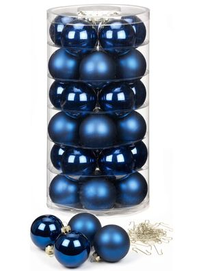Weihnachtskugeln Midnight Blue 30 Stk 6cm + Haken