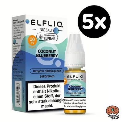 ELFLIQ by ELFBAR Coconut Blueberry * 10mg/ml* Nikotinsalz, 5x 10ml Liquid