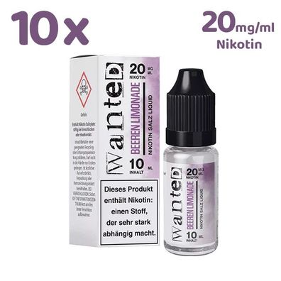 Wanted Overdosed BEEREN Limonade * 20mg/ml* Nikotinsalz, Liquid 10x 10ml