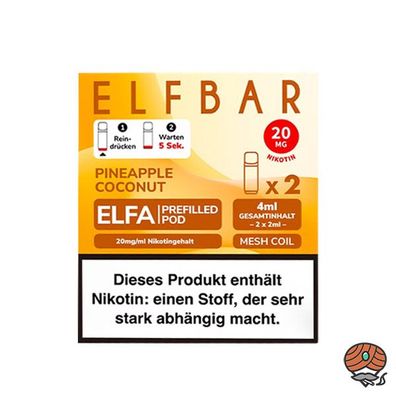 ELFBAR ELFA POD Pineapple Coconut 20mg/ml Nikotin à 2 Pods