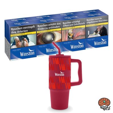 Winston Blue/Blau Zigaretten XXL Schachtel 8x27 Stück + Trinkbecher